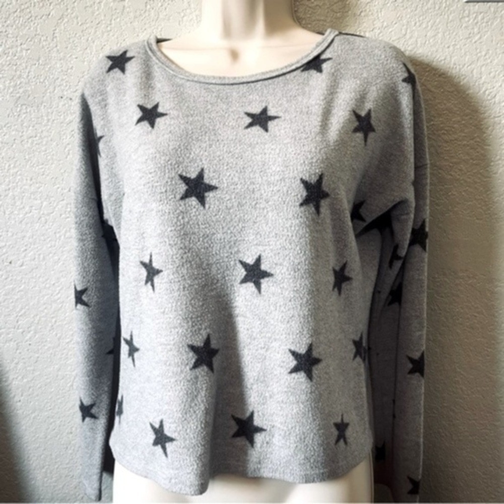Love Wins Long Sleeve Gray Star Crop Top Size S